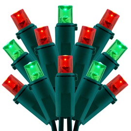 SWEET SHINE 200 Count Red Green Wide Angle LED Christmas Lights, 66 ft Green Wire UL Certified Commercial Grade 5mm Holiday String Light Set (Red & Green)