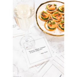 Five Star Napkins Quotes, White Cotton Cocktail Napkins, Beverage Napkins, Bar Napkins, Cloth Napkins, Party Napkins, Events, Holidays, Weddings, Birthdays, 4.5" x 4.5"- (50x) (Champagne Quotes)