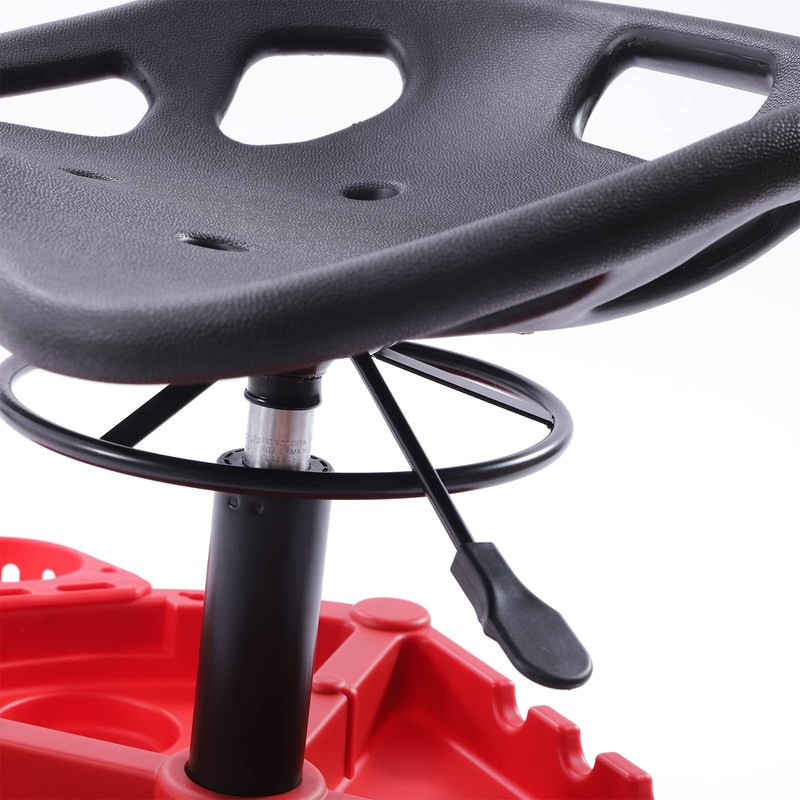 RudiUsoy Rolling Garage Stool, 300Lbs Capacity Heavy Duty Garage Stool