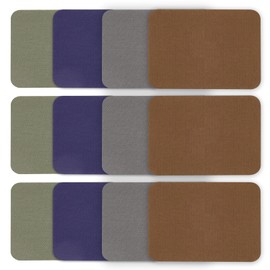 Fabric Iron On Patch for Clothing, 12Pcs Denim Twill Premium Quality Cotton Outside Glue Inside Repair Iron-on Patches for Decorating Mending Jacket Jeans Pants Coats 7.5*10.5 cm Green Blue Gray Brown