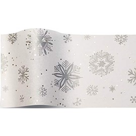 Diamond Snowflakes Silver foil Christmas Printed Patterned Tissue Wrapping Paper Luxury 5 Sheets