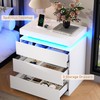 Nightstand with Charging Station and LED Lights, Night Stand with