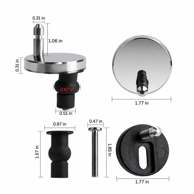 Stainless Steel Toilet Seat Bolt Replacement Kit, 2-Piece Top-Fix Hinge
