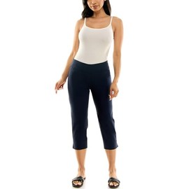 Zac & Rachel Women's Plus Size Pull-On Slim Leg Crop Pant, Navy Blazer