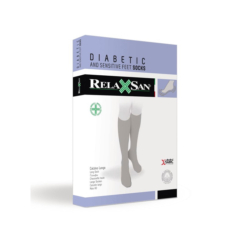 Relaxan 550L Diavetic X-Static Silver Fiber Knee High Socks, gray