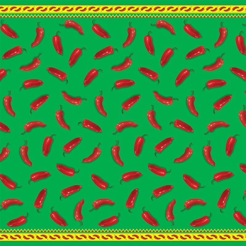 Beistle Chili Pepper Tablecover, 54” x 108” – Plastic Table