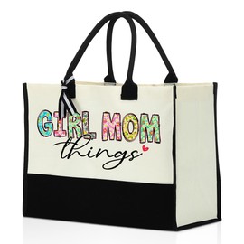 Mom Gifts from Daughter Mom Birthday Gifts Mama Gifts Tote Bag for Women Floral Reusable Grocery Bags Gifts for Women Mommy to Be Waterproof Canvas Tote Bag for Shopping Wedding Anniversary Christmas