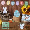 12Pcs Wooden Easter Ornaments Easter Tabletop Wooden Signs Easter Party