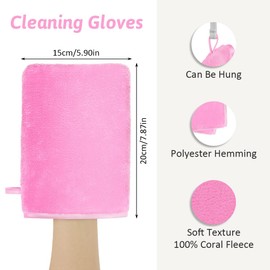 HOTUT Terry Cloth Wash Gloves, Set of 8 Wash Gloves, Face Cloth, Wash Mitts Made of Coral Velvet, Reusable Makeup Remover Gloves, Soft Face Gloves, 20 x 15 cm