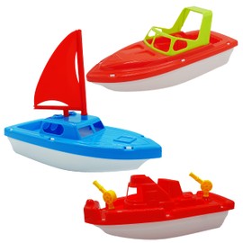 4E's Novelty Toy Boat Bath Toys for Kids & Toddlers - Pack of 3 - 10 Inch Floating Toy Boats for Bathtub, Kids Pool Toys, Beach Toys Outdoor Water Play (Large)