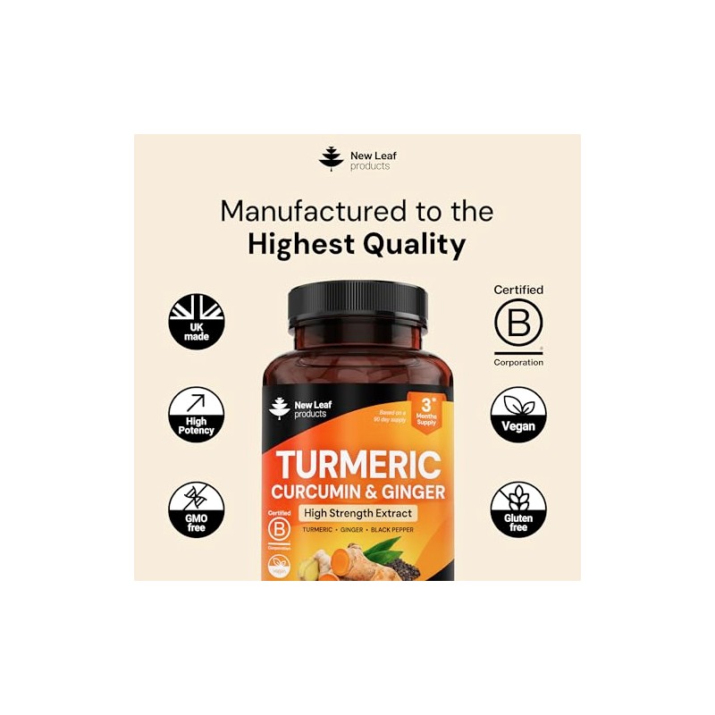 Turmeric Tablets with Black Pepper & Ginger - Curcumin -
