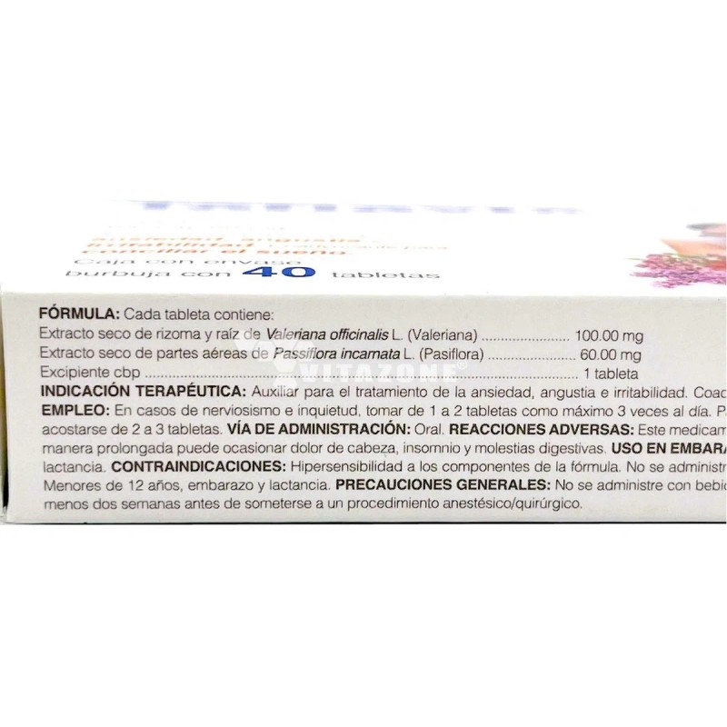 Taflavix 40 Tabs Con Valeriana Y Pasiflora Sabor Sin sabor