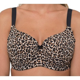 Gemm Womens Animal Print Leopard Full Cup Underwired Firm Support Comfort Bra, 38G