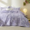 Bedsure Floral Quilt Set King - Reversible Purple Botanical Quilt