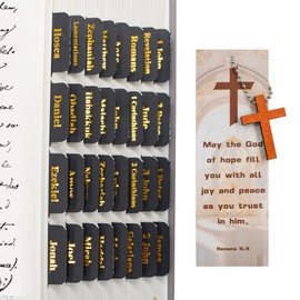 VANRA Bible Tabs for Men Women Study Bible, 96 PCS Black Laminated Bible Tabs Gold Lettering Large Print Bible Journaling Supplies for Old and New Testament
