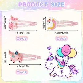 BUTBU 6PCS Hair Clips for Girls, Toddler Hair Clip, Unicorn Toddler hair Clips for Girls, Cute Snap clips, Sparkly girls Hairs Accessories, Suitable for Birthday Party Children's Day Gifts (Pink)