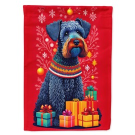 Caroline's Treasures DAC3114CHF Kerry Blue Terrier Holiday Christmas House Flag Large Porch Sleeve Pole Decorative Outside Yard Banner Artwork Wall Hanging, Polyester, House Size, Multicolor