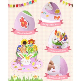 Dalugo Easter Bonnet Kit, Make Your Own Easter Hat, DIY Crafts Gifts for Boys Girls Kids, Easter Party Decorations(Pink)