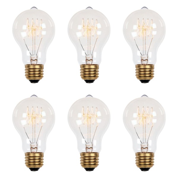 Westinghouse Lighting 0413520 60 Watt A19 Clear Timeless Vintage Inspired Bulb with Medium Base, 6 Pack