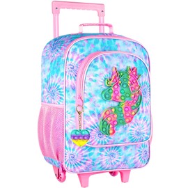 Kids Luggage for Girls, Cute Unicorn Suitcase Rolling with Wheels, Travel Carry on for Children Toddler Elementary - Pink