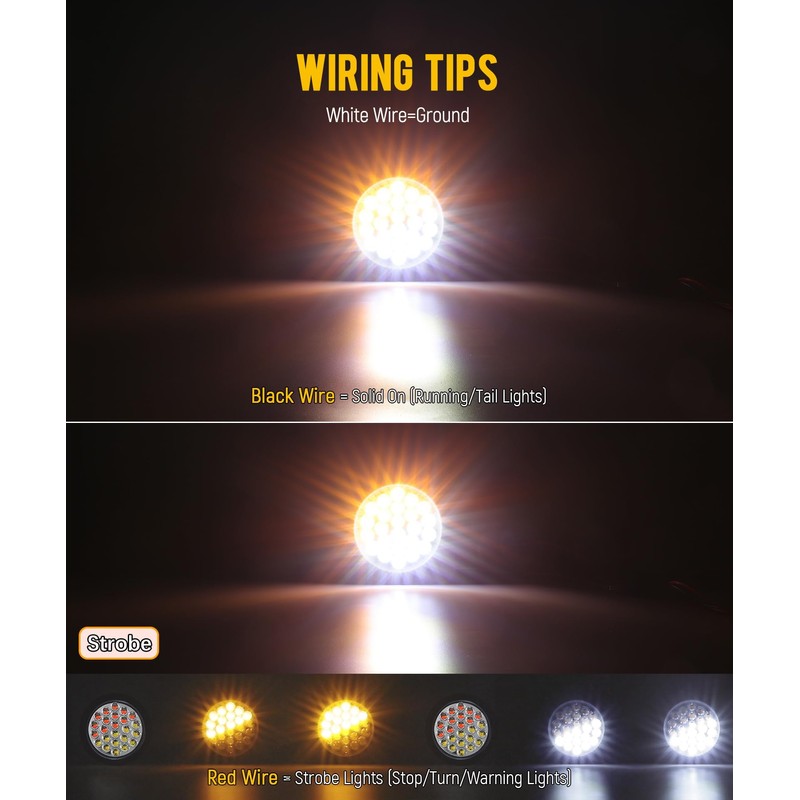 Partsam 4x 4 Inch Round Amber White Strobe Lights Dual