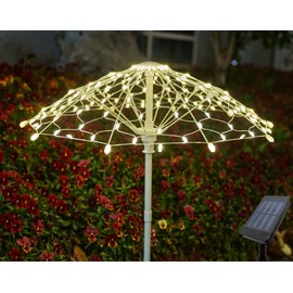 IJG Outdoor Solar Lights, 2 Pack Waterproof LED Garden Lights Solar Powered, Landscape Light Garden Decor, Colorful Outside Decorations for Lawn, Backyard, Patio (Warm Light)