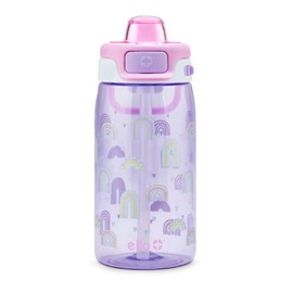Ello Kids Pop & Fill 16oz Tritan Plastic Water Bottle with Quick Fill Technology, Leak Proof Locking Lid, Sip & Chug, BPA Free, Dishwasher Safe, For School, Lunchboxes, Rainbows