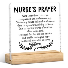 Nurse Gifts Nurse Appreciation Gifts Graduation Gifts for Women Men Gifts for RN Oncology Nurse Nurse Practitioner Nurses Week Gifts Nurse's Prayer Clear Acrylic Desk Decor Sign for Office 4 X 4 Inch