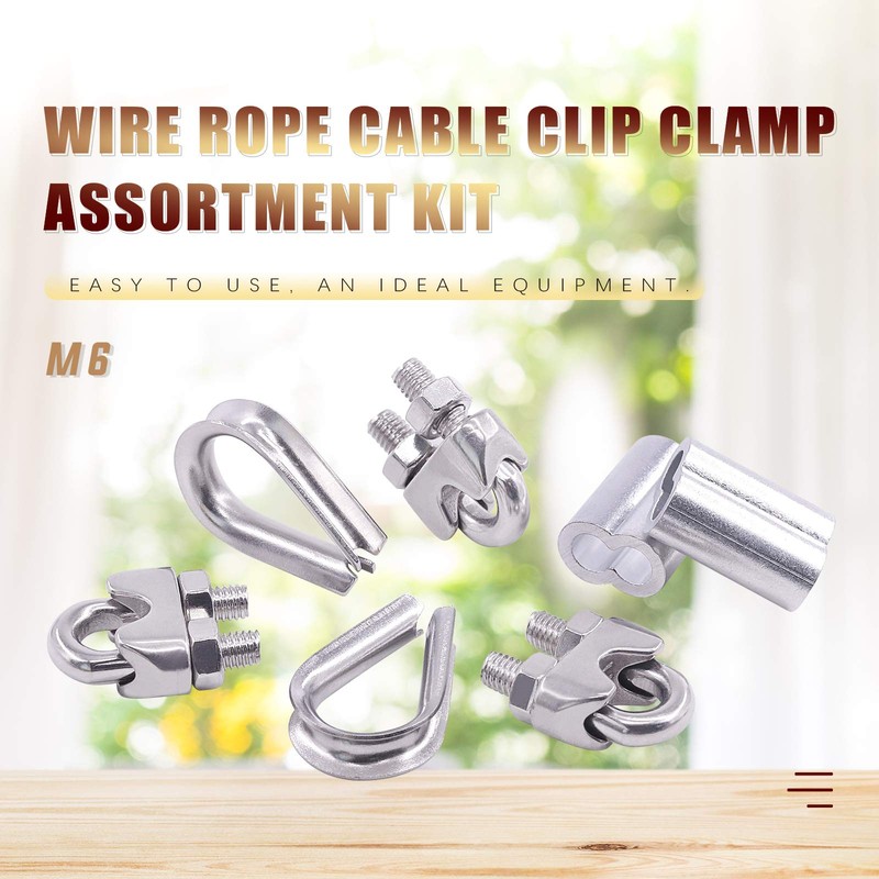 Swpeet 24Pcs M6 (1/4") Wire Rope Accessory Set, Included M6