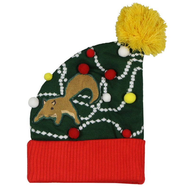 National Lampoon's Christmas Vacation Leaning Tree Squirrel Cuffed Pom Woven