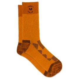 Merrell -men's and -women's Moab Hiking Mid Cushion Socks-1 Pair Pack-Coolmax Moisture Wicking and Arch Support, Orange, Medium-Large