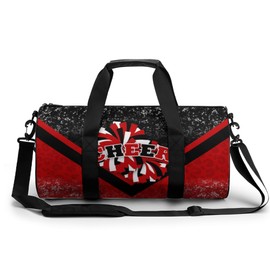 Sports Duffel for Cheerleaders, Cheer Bag for Women, Travel Duffle Bag, Weekender Bag, Cheerleading Gym Bag (Black&Red)