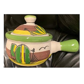 no!no! Mexican Made in Mexico Sopera Engoble 16oz de Barro Clay Soup Bowl Dish with Lid Ceramico