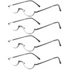 REAVEE 4 Pack Retro Designer Alloy Half Moon Reading Glasses
