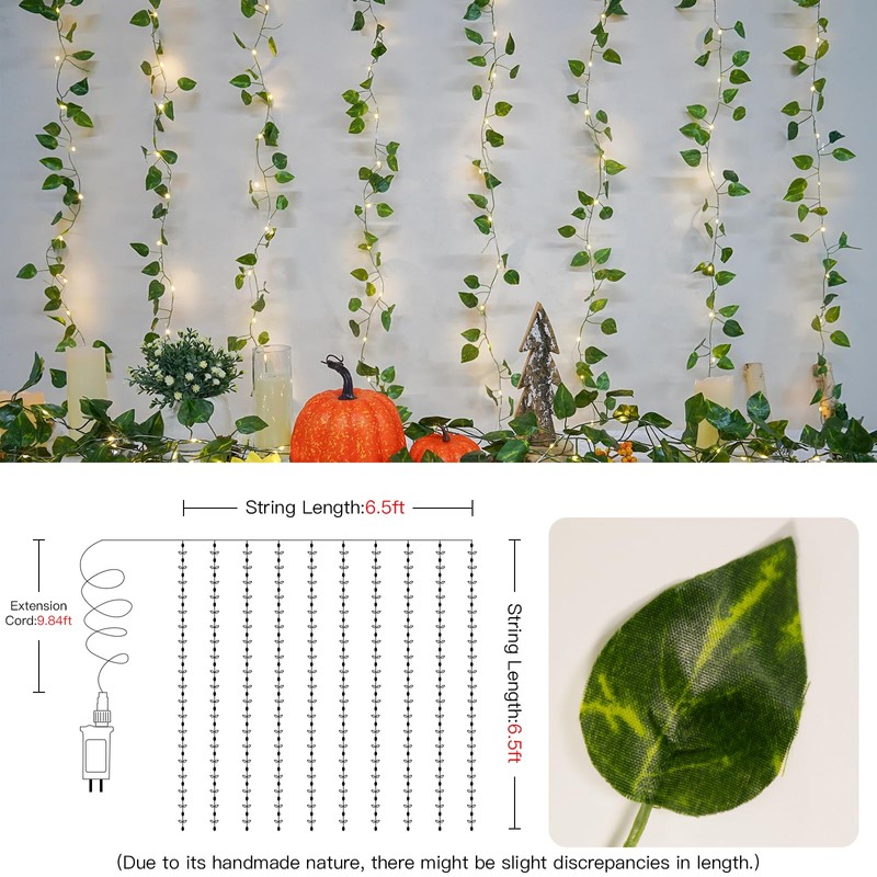 suddus 200 LED Vine with Light Plug in, 6.5ft x
