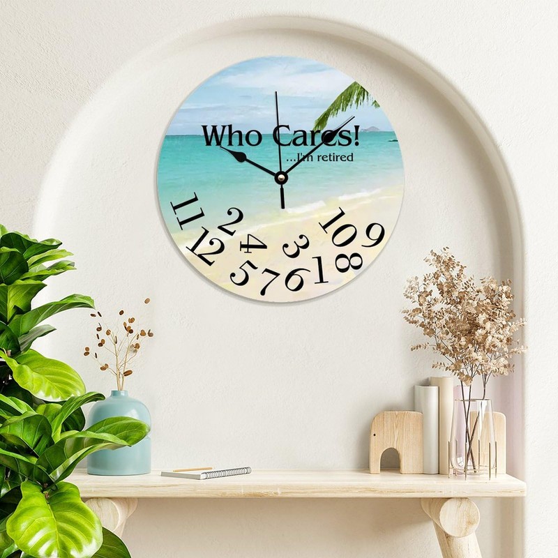 ArogGeld Wood Clock Who Cares I'm Retired Wooden Decorative Wall