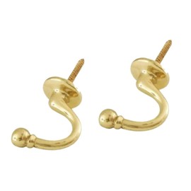 Brass Curtain Tie Backs Holdbacks – Ball End U-Shaped Wall Hooks for Drapes, Curtains, Clothes & Coat Hanger – Elegant Vintage Tie Back Fixings – Pack of 2