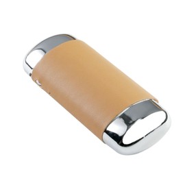 [SELECOCO] メガネケース ハード 縦型 ワンタッチ開閉 アルミ＆レザー調 スリム軽量 頑丈 コンパクト おしゃれ (ベージュ)