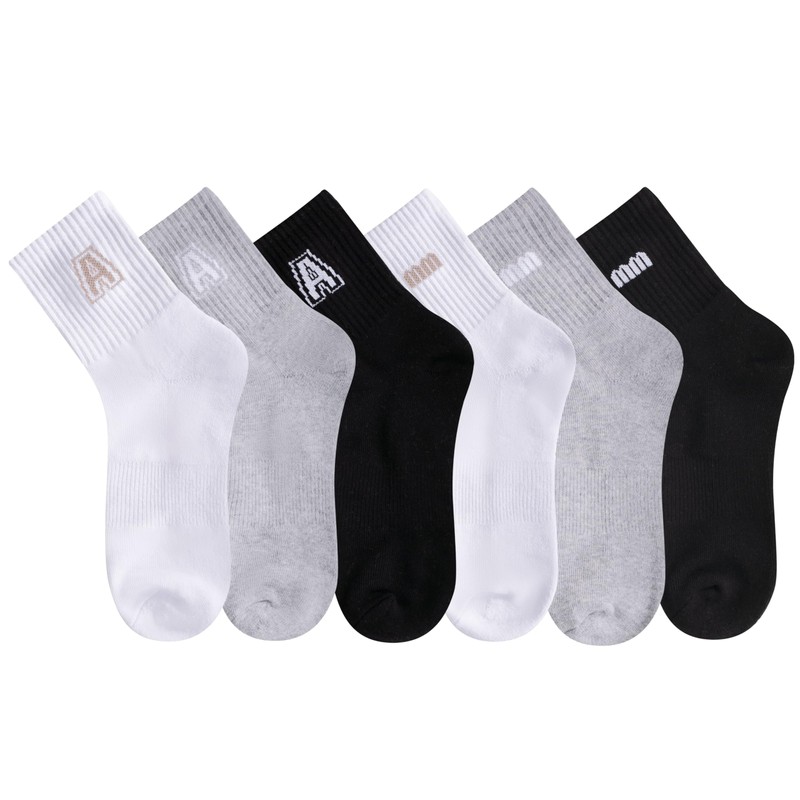 ANT21T Antrop Athletic Crew Socks, 4 Pairs, White Black and