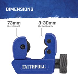 Faithfull Metal Pipe Cutter 3-30mm – Adjustable Pipe Cutting Tool with Sharp Wheel for Copper, Brass, Aluminium & Thin Steel Tubing