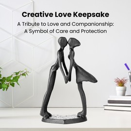 Cast Iron Gift for Anniversaries Wedding Anniversary Couple Sculpture Decorative Metal Statues Decor Metal Sculpture Art Romantic Figurines Propos Love Ornament for Couples Valentines