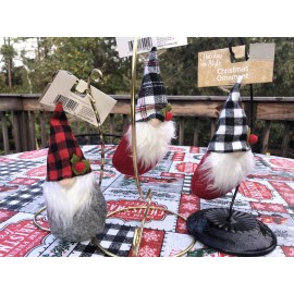 Unbranded 7” Gnome Christmas Ornaments Buffalo Check Plaid Hats Plush Tree Ornaments 3 Pc