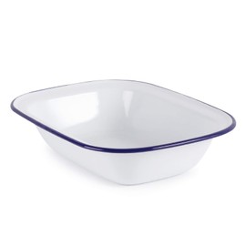 WINSOME Enamel Pie Dish | White Enamel Roasting Tin| Dishwasher Safe Pie Dish Pudding Baking Steak | Enamel Plate Tray for Oven & Stove (L 24 x W 17.5 x D 5.2 cm)