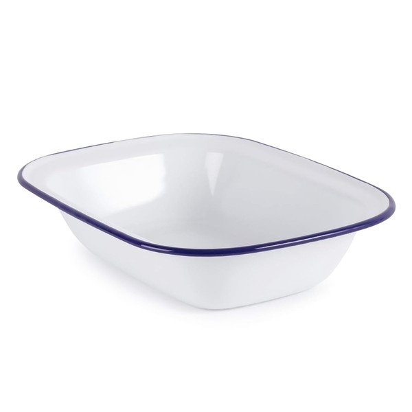 WINSOME Enamel Pie Dish | White Enamel Roasting Tin| Dishwasher