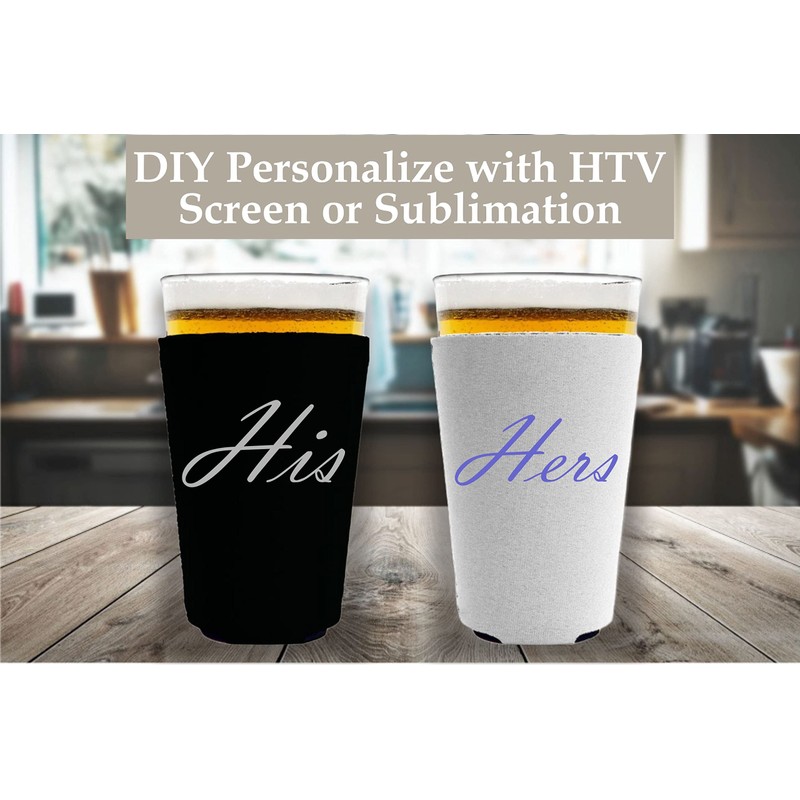 Blank Neoprene Pint Glass Coolie (4 Pack, Black)