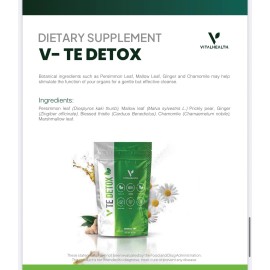Vitalhealth V TE DETOX Vegan 100% Organic Sugar Free Cleanse 1 MONTH Supply