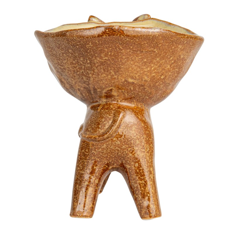Creative Co-Op Rustic Stoneware Donkey Bowl, Brown