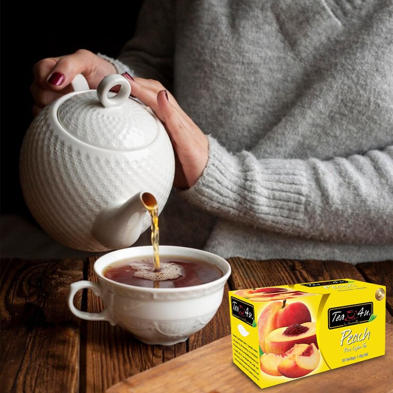 Tea4U Flavored Black Ceylon TeaBags (Peach) - Ideal Quality from