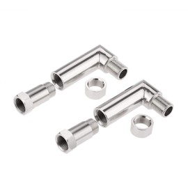 90 Degree O2 Oxygen Sensor Exhaust Extension M18*1.5, Oxygen Sensor Spacer, Oxygen Check Engine Light CEL Fix Spacer, with 2 Straight Oxygen Sensor Spacer Adapter, 6 Pieces Kit