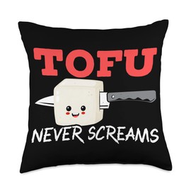 Tofu Never Screams Foodie Bean Curd Tofu Lover Food Throw Pillow
